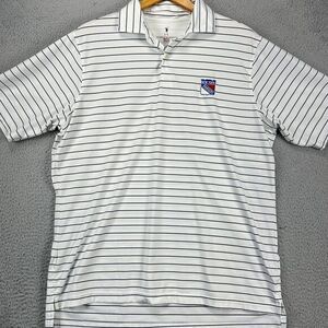 New York Rangers Polo Shirt Men Large White Pinstripe Golf Hockey Fairway Greene